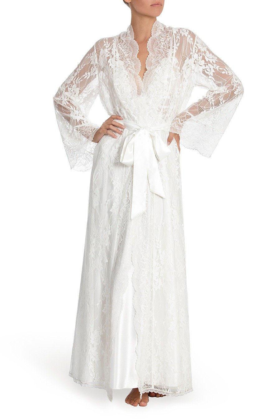 JONQUIL Long Lace Bridal Robe - COT035