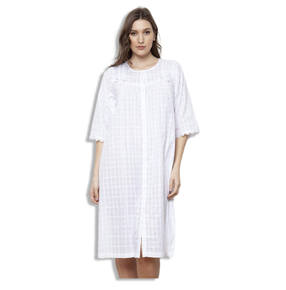 COTTON REAL Long Sleeve Nightgown - INA1