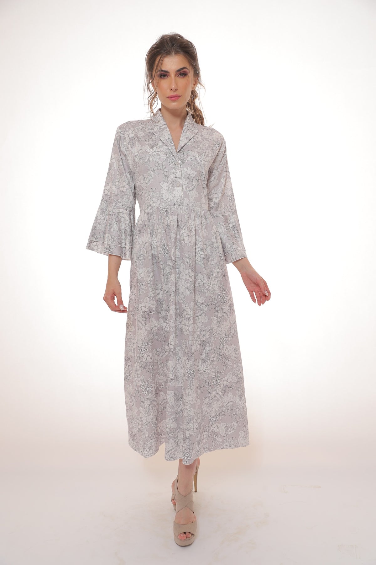 Short-Sleeved Cotton Nightgown - 21368