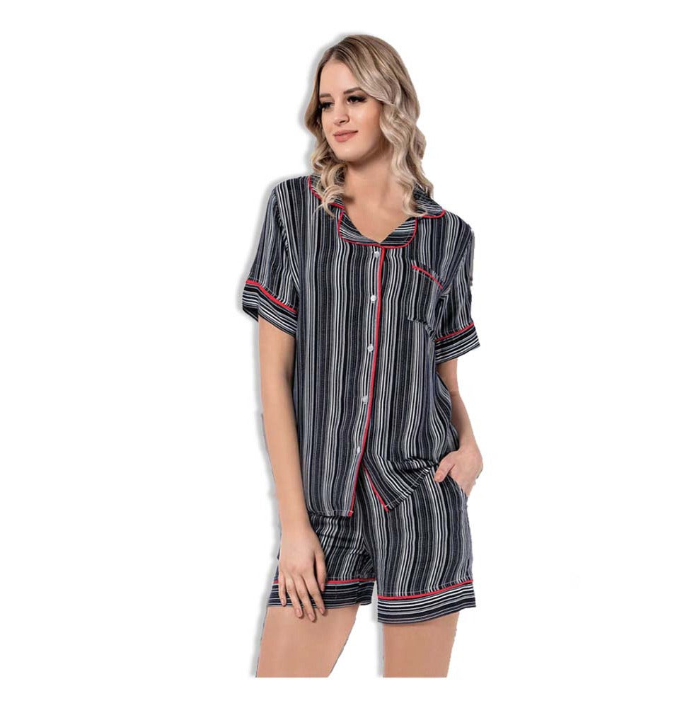 Mariposa Striped Pajama Shorts - 9202NP